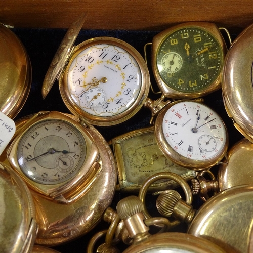 462 - A large quantity of various gold plated pocket and wristwatches, including Waltham, Elgin etc (appro... 