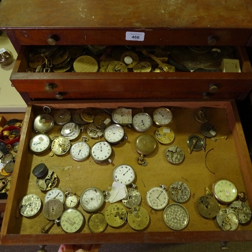 466 - HOROLOGY INTEREST - a watchmaker's stepped table-top chest of drawers and contents, including moveme... 