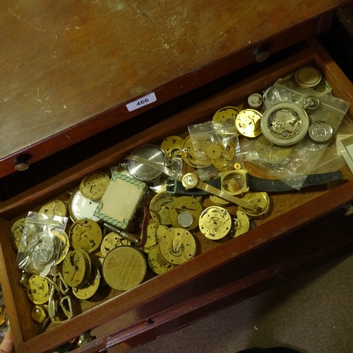 466 - HOROLOGY INTEREST - a watchmaker's stepped table-top chest of drawers and contents, including moveme... 