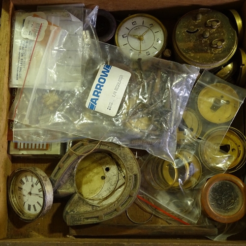 467 - HOROLOGY INTEREST - watchmaker's chest of drawers and contents, including parts, new old stock cases... 