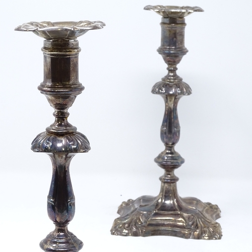 826 - A pair of silver candlesticks, by Harrods Ltd, hallmarks Sheffield 1958, height 23cm, loaded bases