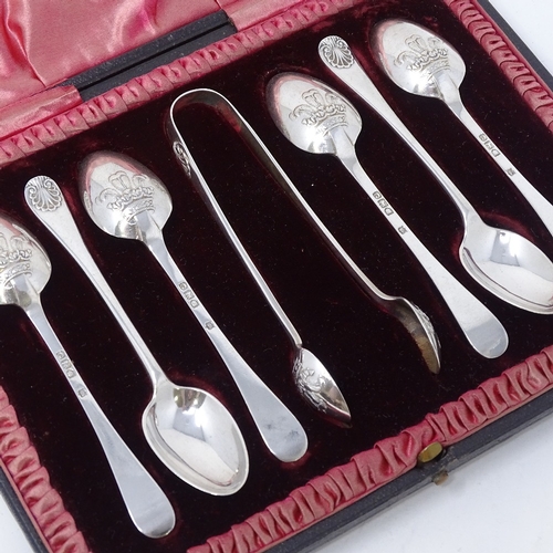 829 - A cased Victorian set of silver teaspoons and sugar tongs, by Tomas Bradbury, hallmarks London 1898