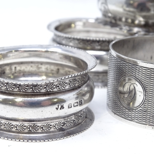 839 - 8 various silver napkin rings, 4.7oz total (8)