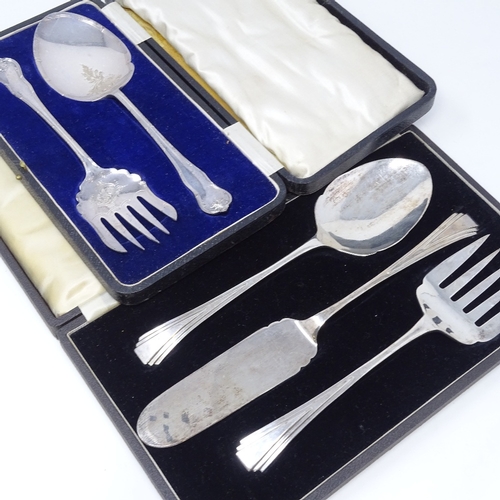 846 - 5 cased sets of silver and plated cutlery, including fish set, knives etc