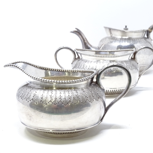 847 - A 3-piece silver plated tea set, by William Hutton, teapot height 11cm