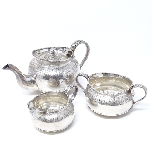 847 - A 3-piece silver plated tea set, by William Hutton, teapot height 11cm