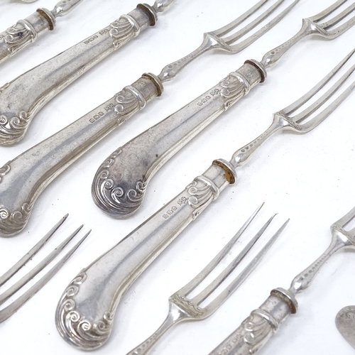 848 - A set of 12 silver pistol-grip forks, by Mappin & Webb, hallmarks Birmingham 1904, together with a s... 