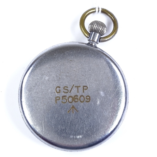 372 - JAEGER LECOULTRE - a steel-cased GSTP military issue open-face top-wind pocket watch, Deco Arabic nu... 