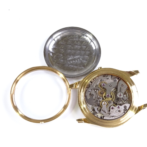 382 - NORINA - a gold plated chronograph mechanical wristwatch head, gilded Arabic numerals and 2 subsidia... 