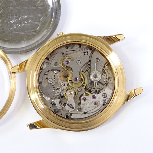 382 - NORINA - a gold plated chronograph mechanical wristwatch head, gilded Arabic numerals and 2 subsidia... 