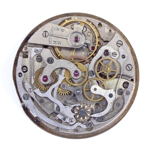 383 - NIMER - a Telemeter chronograph wristwatch movement, circa 1950s, Arabic numerals with tachymeter sc... 