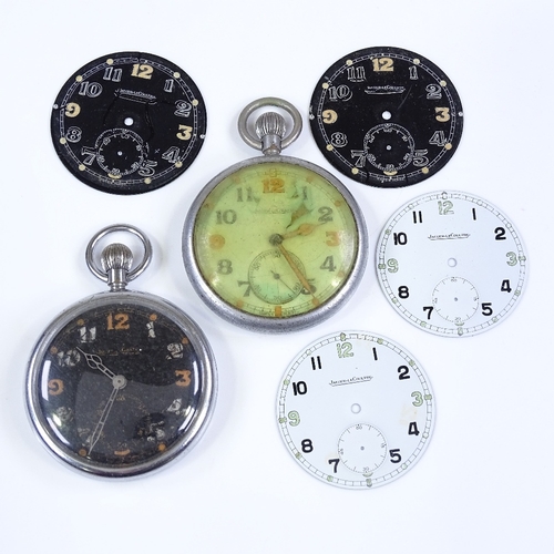 384 - JAEGER LECOULTRE - 2 GSTP military issue steel-cased pocket watches, British Broad Arrow, case width... 