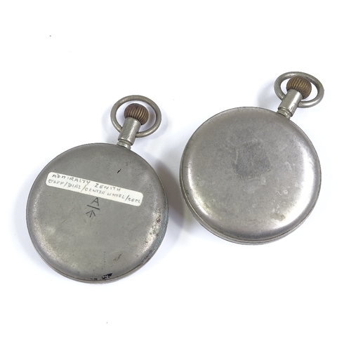 385 - 2 Air Ministry Cockpit Mark V pocket watches, black dials with Arabic numerals and British Broad Arr... 