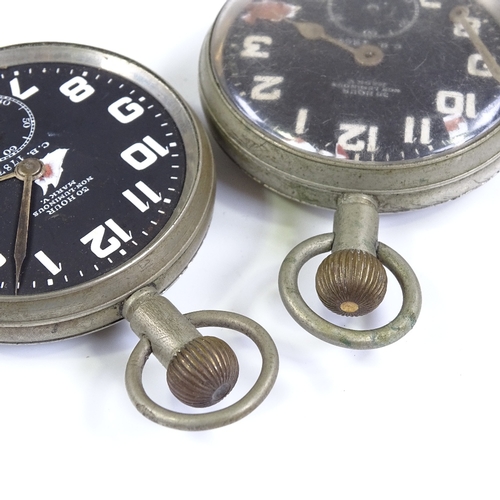 385 - 2 Air Ministry Cockpit Mark V pocket watches, black dials with Arabic numerals and British Broad Arr... 