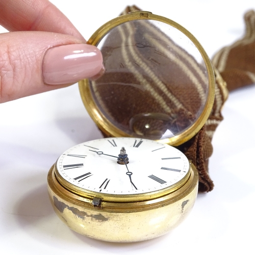 386 - An 18th century silver-gilt pair-cased lever pocket watch, by Daniel Fearon of London, white enamel ... 