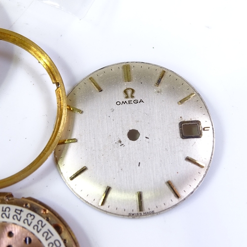 387 - OMEGA - a 9ct gold mechanical wristwatch, silvered dial with gilded baton hour markers and date aper... 