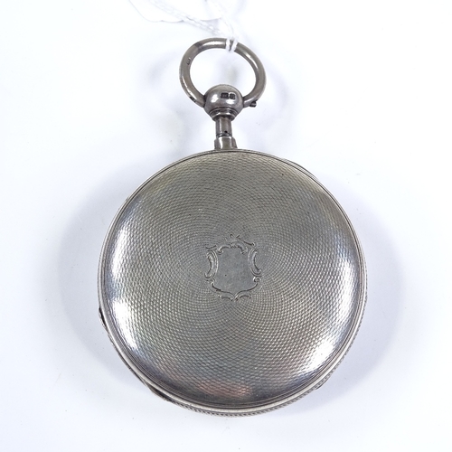 389 - A 19th century silver-cased open-face key-wind quarter repeat pocket watch, by Lepine of Paris, whit... 