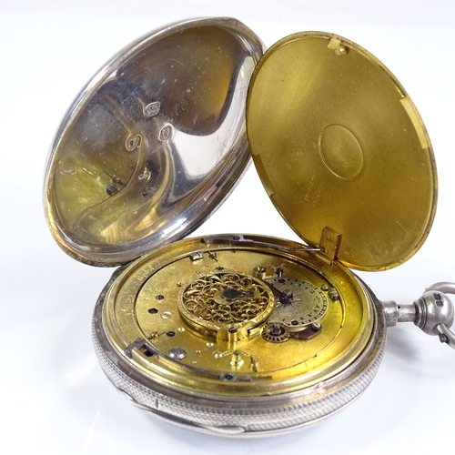 389 - A 19th century silver-cased open-face key-wind quarter repeat pocket watch, by Lepine of Paris, whit... 