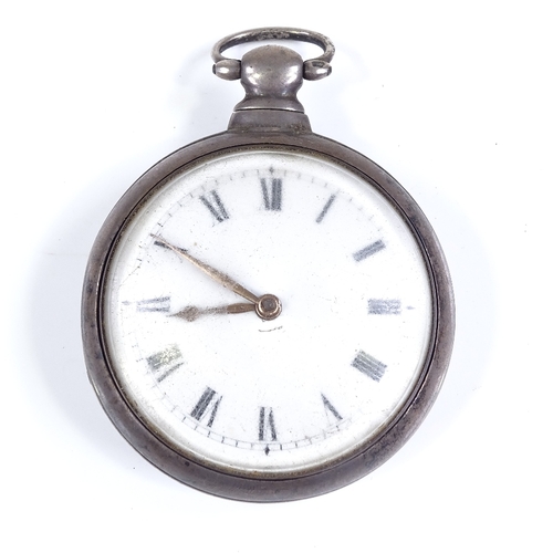 396 - A 19th century silver pair-cased open-face key-wind Verge pocket watch, by Thomas Porthouse of Popla... 