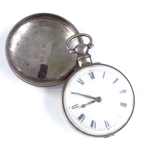 396 - A 19th century silver pair-cased open-face key-wind Verge pocket watch, by Thomas Porthouse of Popla... 