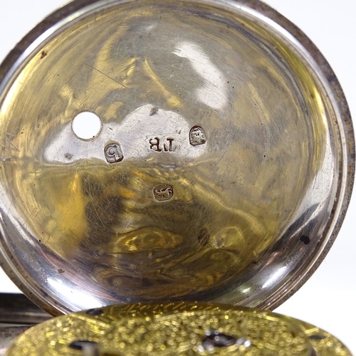 396 - A 19th century silver pair-cased open-face key-wind Verge pocket watch, by Thomas Porthouse of Popla... 