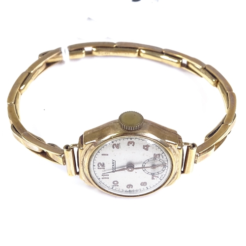 398 - ROTARY - a lady's 9ct gold mechanical wristwatch, 15 jewel movement with Arabic numerals and subsidi... 