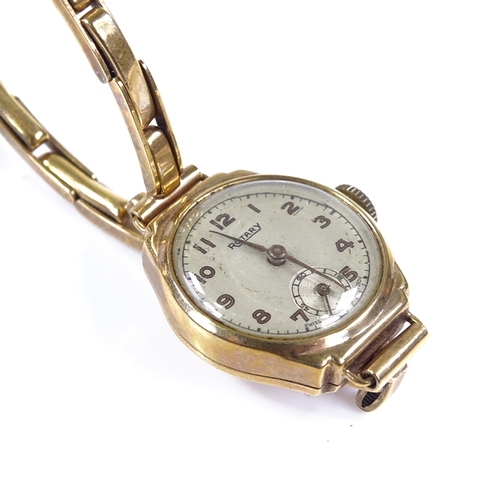 398 - ROTARY - a lady's 9ct gold mechanical wristwatch, 15 jewel movement with Arabic numerals and subsidi... 