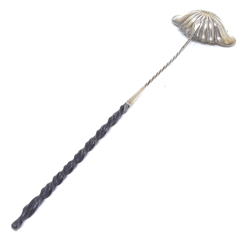 850 - A French silver toddy ladle, with twisted whale-bone handle, length 38cm