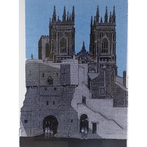 1009 - Robert Tavener, linocut print, York Minster, signed in pencil, no. 41/75, image size 25