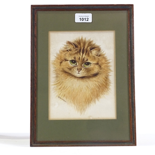 1012 - WITHDRAWN Louis Wain (1860 - 1939), watercolour, a ginger cat, signed, 8