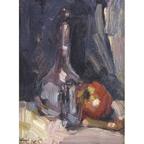 1013 - Ken Moroney, oil on board, impressionist still life, signed, 6