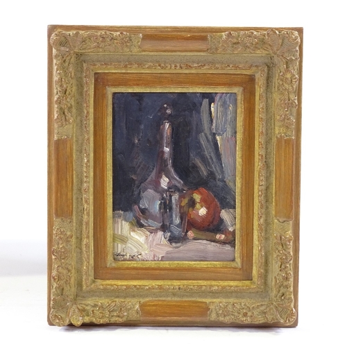 1013 - Ken Moroney, oil on board, impressionist still life, signed, 6