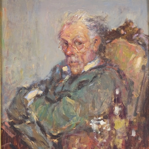 1014 - Ken Moroney, oil on board, portrait of a man, signed, 11