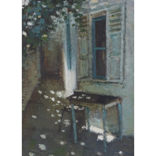 1018 - Clive McCartney (born 1960), oil on board, courtyard of the artist's house Tangiers 1995, 15