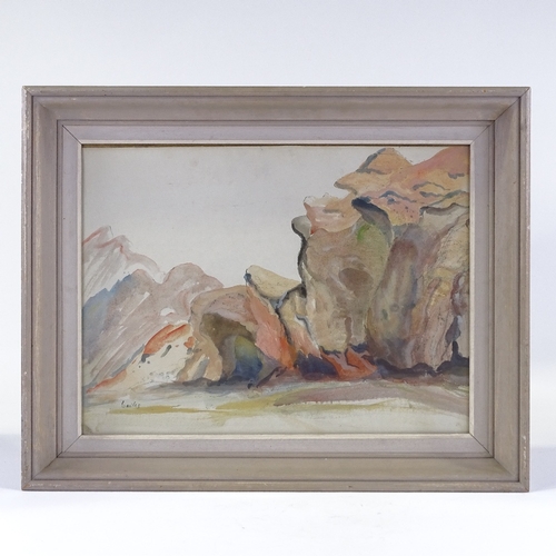 1021 - Marjorie Wailes, mixed media watercolour/gouache, volcanic tuff, Central Anatolia, signed, 15