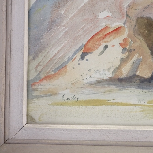 1021 - Marjorie Wailes, mixed media watercolour/gouache, volcanic tuff, Central Anatolia, signed, 15