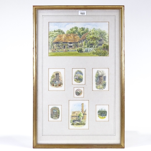 1023 - Stephanie Harrison, a group of miniature watercolours of Long Barn, former home of Vita Sackville-We... 