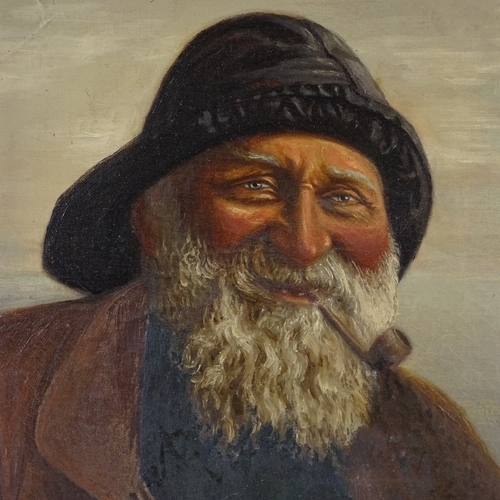 1024 - A 19th century oil on canvas, portrait of a fisherman, unsigned, 17