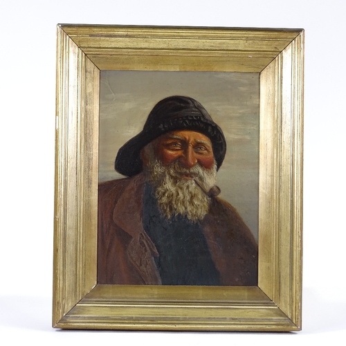 1024 - A 19th century oil on canvas, portrait of a fisherman, unsigned, 17