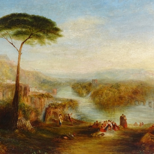 1028 - Major C G Pritchard RGA, oil on canvas, Classical landscape, original label on stretcher, 24