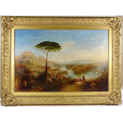 1028 - Major C G Pritchard RGA, oil on canvas, Classical landscape, original label on stretcher, 24