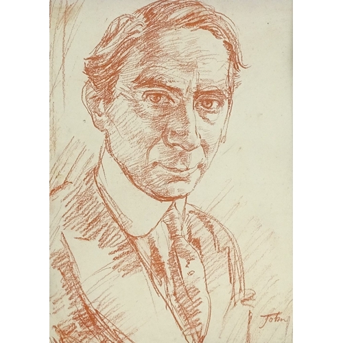 1032 - Augustus John (1878 - 1961), sanguine chalk drawing, portrait of a man, signed, 13