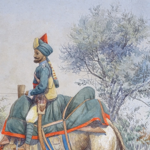 1042 - A A Mander, watercolour, Indian Officer riding a camel 