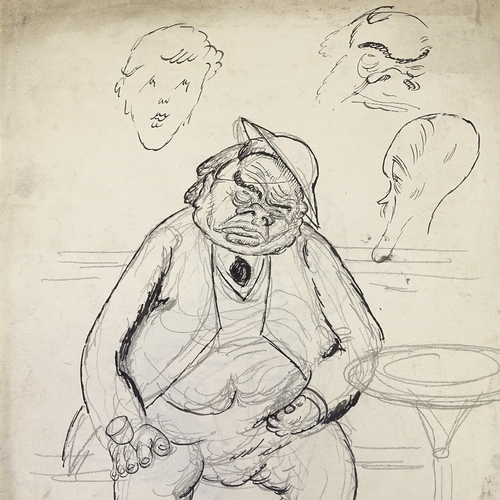 1056 - Harold Hope Read (1889 - 1959), ink/pencil, Second War Period satirical study circa 1940, sheet size... 