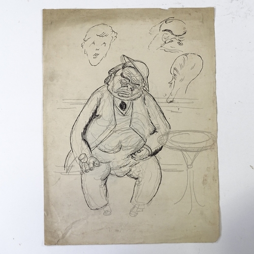 1056 - Harold Hope Read (1889 - 1959), ink/pencil, Second War Period satirical study circa 1940, sheet size... 