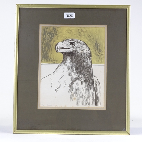 1068 - Bryan Organ (born 1935), lithograph, eagles head, signed in pencil, no. 26/175, with dedication in t... 