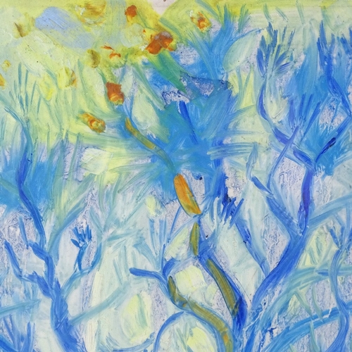 1080 - Kent Onah (born 1964), oil on paper, blue landscape, 20