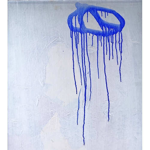 1085 - Terrence Donovan (1936 - 1996), acrylic on canvas board, abstract blue on white, unsigned, 36