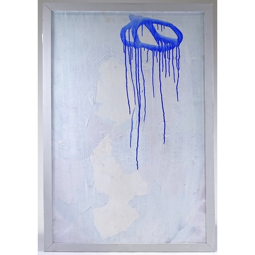 1085 - Terrence Donovan (1936 - 1996), acrylic on canvas board, abstract blue on white, unsigned, 36