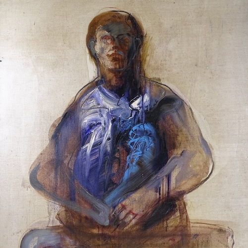 1086 - Robert Carroll (born 1934), oil on canvas, self portrait circa 1965, signed with Italian Custom stam... 